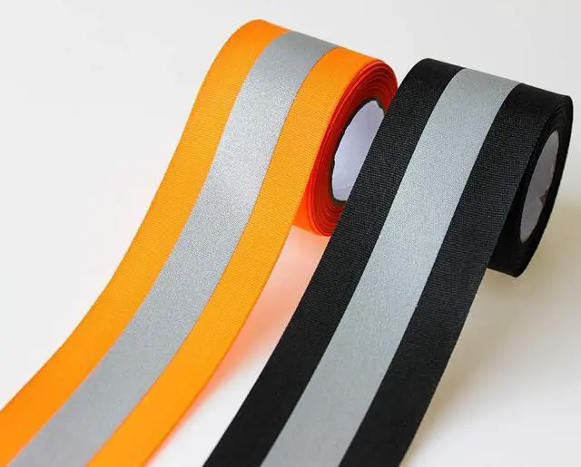 Alt view image 3 of 5 - JINBING Sew On Silver Reflective Tape for Clothing Safety Fabric Webbing Trim Strip Black 2" x 16ft