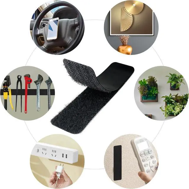 Alt view image 3 of 7 - 12 Sets 1 x 4 Inch Hook and Loop Tape Sticky Back - Heavy Duty Double-Sided Adhesive Strips - Strong Fastener for Home, Office, Indoor & Outdoor Use(Black)