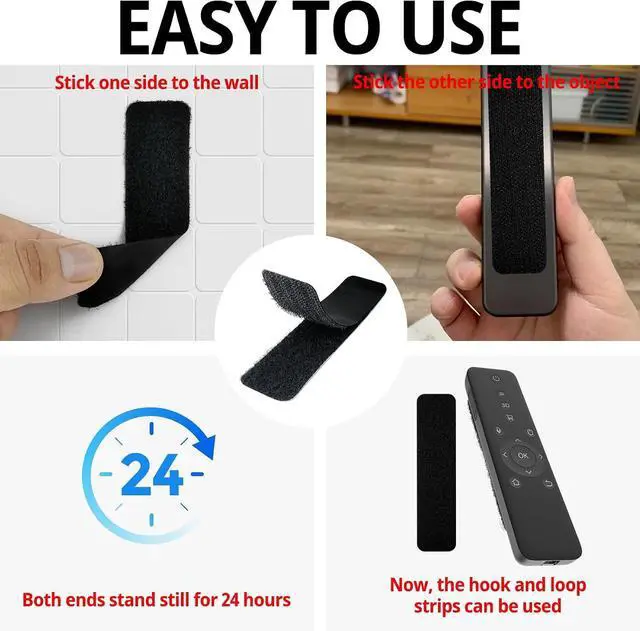 Alt view image 5 of 7 - 12 Sets 1 x 4 Inch Hook and Loop Tape Sticky Back - Heavy Duty Double-Sided Adhesive Strips - Strong Fastener for Home, Office, Indoor & Outdoor Use(Black)