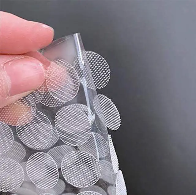 Alt view image 4 of 4 - Vkey Transparent Sticky Back Thin Clear Dots with Adhesive Hook & Loop Coins Tapes (1.5cm/216pairs)