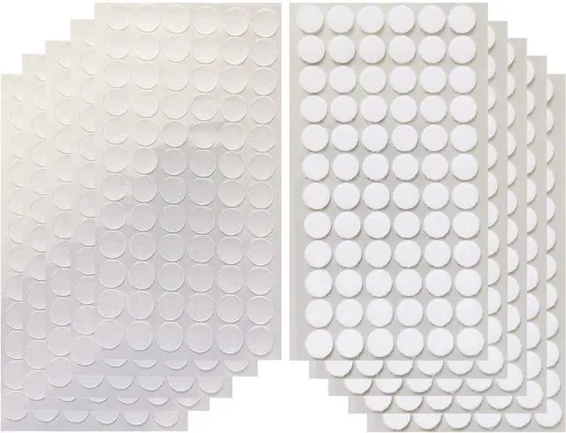 Main image of Vkey Transparent Sticky Back Thin Clear Dots with Adhesive Hook & Loop Coins Tapes (1.5cm/216pairs)