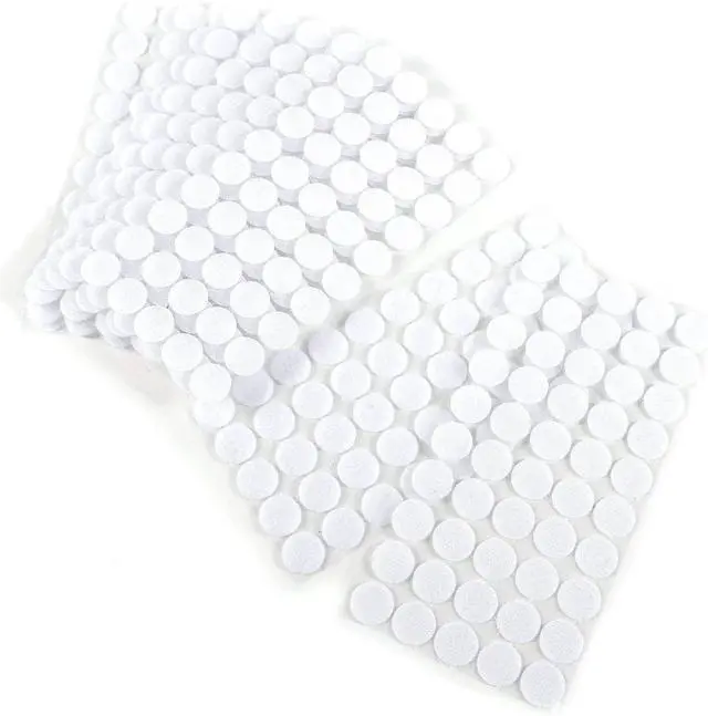 Main image of Vkey 324 Pairs 10mm Diameter Sticky Back Dots Coins Hook & Loop Self Adhesive dots Tapes White