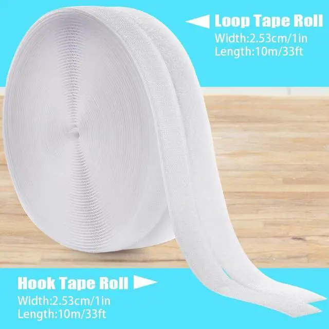 Alt view image 2 of 7 - 33 Ft Sew on Hook and Loop Tapes, 1 Inch Wide Interlocking Tape, Sew on Strips for Fabric Fastener Strips for Clothing Sewing Crafts DIY Projects, Non Adhesive Hook and Loop Strips, White