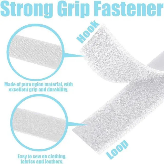 Alt view image 3 of 7 - 33 Ft Sew on Hook and Loop Tapes, 1 Inch Wide Interlocking Tape, Sew on Strips for Fabric Fastener Strips for Clothing Sewing Crafts DIY Projects, Non Adhesive Hook and Loop Strips, White