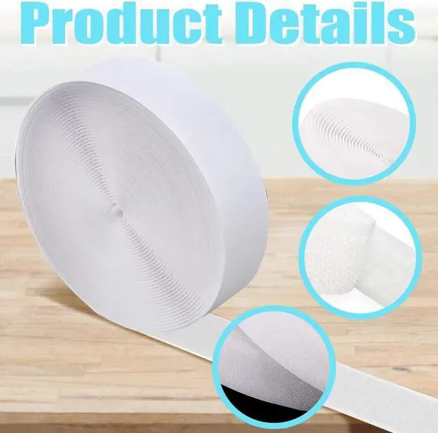 Alt view image 7 of 7 - 33 Ft Sew on Hook and Loop Tapes, 1 Inch Wide Interlocking Tape, Sew on Strips for Fabric Fastener Strips for Clothing Sewing Crafts DIY Projects, Non Adhesive Hook and Loop Strips, White