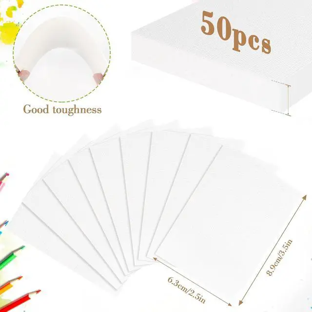 Alt view image 2 of 7 - 50PCS 2.5x3.5 Watercolor Paper Bulk, 140lb/300g Cold Press Thick Water Color Paper Pad for Child Adult, White Art Paper for Drawing Painting Markers Gouache, Textured Cotton Paper Sheets