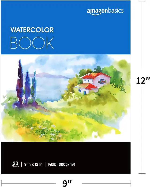 Alt view image 4 of 7 - Amazon Basics Watercolor Pad for Beginners, Artists, Adults and Students, Cold Press Textured Surface, 9"x12", 140 lb / 300 gsm, 30 Sheets, White