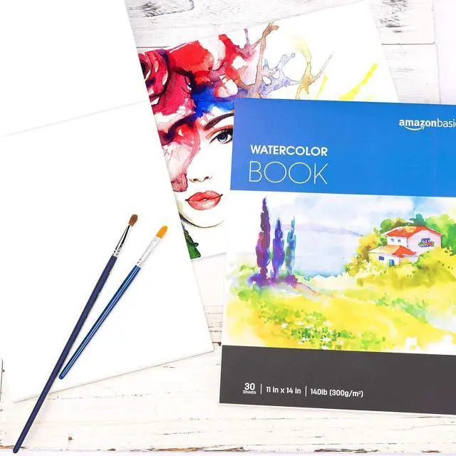 Alt view image 5 of 7 - Amazon Basics Watercolor Pad for Beginners, Artists, Adults and Students, Cold Press Textured Surface, 9"x12", 140 lb / 300 gsm, 30 Sheets, White