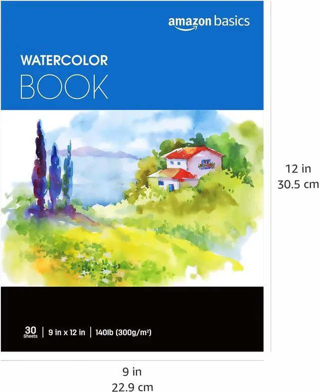 Alt view image 7 of 7 - Amazon Basics Watercolor Pad for Beginners, Artists, Adults and Students, Cold Press Textured Surface, 9"x12", 140 lb / 300 gsm, 30 Sheets, White