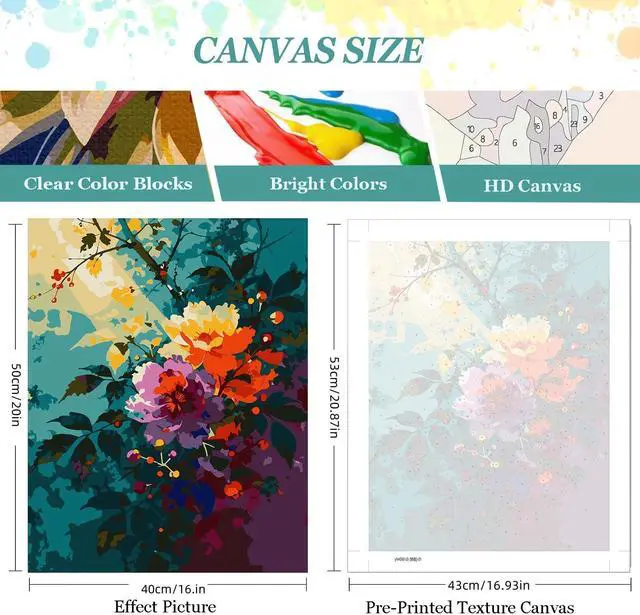 Alt view image 2 of 7 - Myxekllo Paint by Numbers Kit for Adults Beginner, Floral Art Home Wall Decor-16x20in