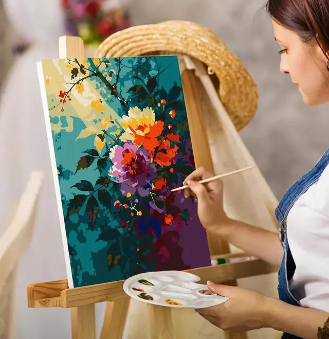 Alt view image 3 of 7 - Myxekllo Paint by Numbers Kit for Adults Beginner, Floral Art Home Wall Decor-16x20in