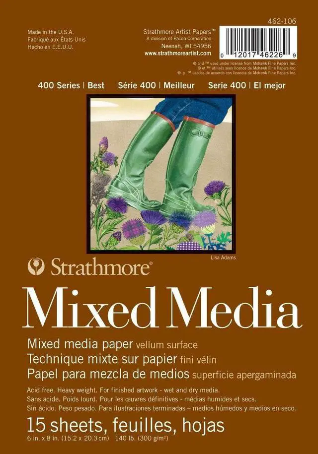 Main image of Strathmore 400 Series Tape Bound Mixed Media Pad, 140 lb. Vellum Paper, 6 X 8 inches, 15 Sheets (462-106)