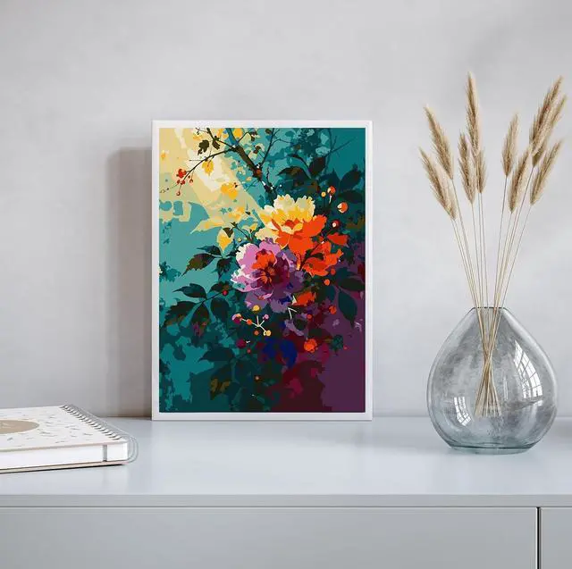Alt view image 6 of 7 - Myxekllo Paint by Numbers Kit for Adults Beginner, Floral Art Home Wall Decor-16x20in