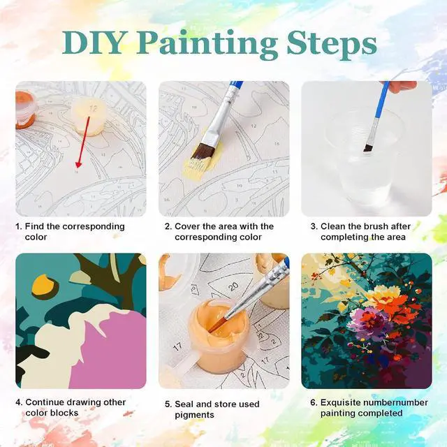Alt view image 5 of 7 - Myxekllo Paint by Numbers Kit for Adults Beginner, Floral Art Home Wall Decor-16x20in