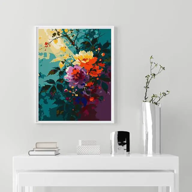 Alt view image 7 of 7 - Myxekllo Paint by Numbers Kit for Adults Beginner, Floral Art Home Wall Decor-16x20in