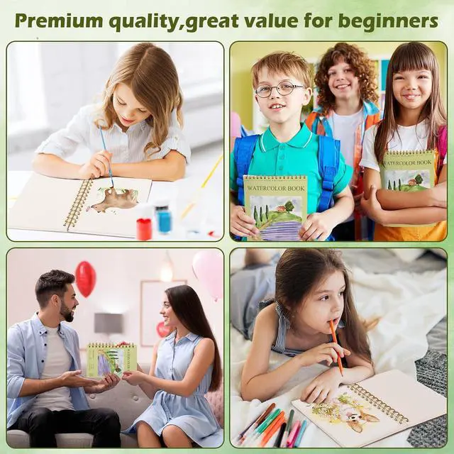 Alt view image 7 of 7 - Qlmhudaim 5x7.5in Spiral Watercolor Paper Pad, 30 Sheets | 140lb/300g acid-free paper, perforated tear pages for framing & mixed media, watercolor journal adults students travel