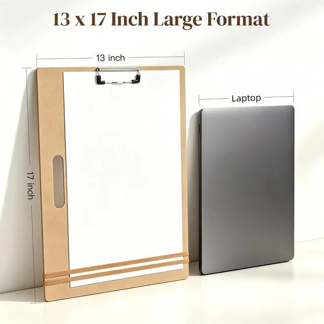 Alt view image 3 of 7 - 13"x17" Drawing Board with Clip, Rubber Bands and Carry Handle | Portable Lightweight Art Board For Sketching, Durable Watercolor Board For Artists Indoor Outdoor Use, Art Supply