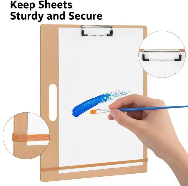 Alt view image 4 of 7 - 13"x17" Drawing Board with Clip, Rubber Bands and Carry Handle | Portable Lightweight Art Board For Sketching, Durable Watercolor Board For Artists Indoor Outdoor Use, Art Supply