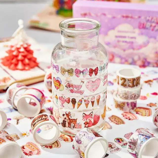 Alt view image 6 of 7 - Birthday Washi Tape Set 21 Rolls for Junk Journal, Scrapbooking & DIY Craft | Thin & Cute Decorative Masking Tapes for Party Favors, Wedding Decor | 3M per Roll