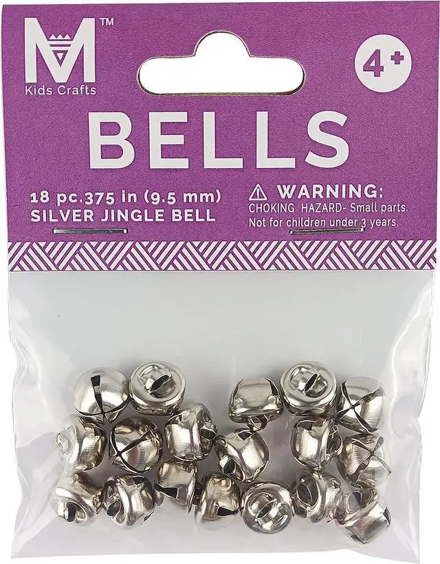 Main image of Affordable 18-PC Silver Jingle Bells 0.375" 9.5mm Holiday, Home Décor & Craft Projects, Decor Wreaths or Pet Collar & Hear The Jingling Chimes, Napkin Rings, Jewelry, Gift Wrap Bells for Crafts.