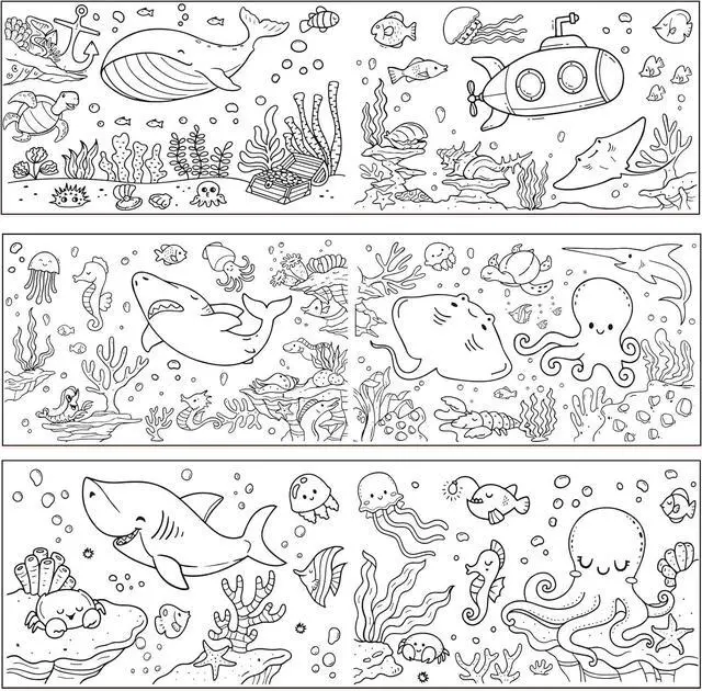 Alt view image 2 of 6 - Justion 6Pcs Child Early Education Toys, Graffiti Drawing Thinking Drawing Paper Roll for Kids Gift,120 * 11.8 Inches DIY Sticky Drawing Toy, Early Educational Toys for Kids (Blue Ocean)