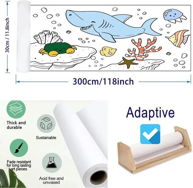Alt view image 3 of 6 - Justion 6Pcs Child Early Education Toys, Graffiti Drawing Thinking Drawing Paper Roll for Kids Gift,120 * 11.8 Inches DIY Sticky Drawing Toy, Early Educational Toys for Kids (Blue Ocean)