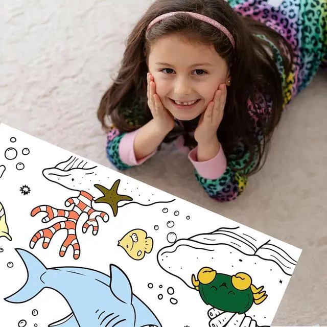 Alt view image 5 of 6 - Justion 6Pcs Child Early Education Toys, Graffiti Drawing Thinking Drawing Paper Roll for Kids Gift,120 * 11.8 Inches DIY Sticky Drawing Toy, Early Educational Toys for Kids (Blue Ocean)