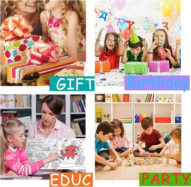 Alt view image 6 of 6 - Justion 6Pcs Child Early Education Toys, Graffiti Drawing Thinking Drawing Paper Roll for Kids Gift,120 * 11.8 Inches DIY Sticky Drawing Toy, Early Educational Toys for Kids (Blue Ocean)