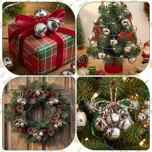 Alt view image 7 of 7 - 4/5 Inch Jingle Bells Small Bell Mini Bells, Tiny Crafts Bells, DIY for Christmas Home Making Ornaments Wreath Pet Decorations Bracelet Anklets Necklace Knitting Jewelry Making 60 Pcs (Silver)
