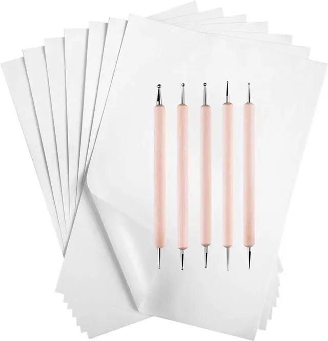 Main image of 50 Sheets Carbon Paper Graphite Paper White Carbon Transfer (8.5 x 11.5 inch) Tracing Papers with 5 PCS Embossing Styluses Dotting Tools for Wood Paper Canvas Craft