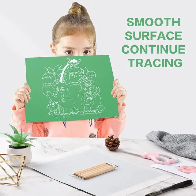 Alt view image 6 of 7 - 50 Sheets Carbon Paper Graphite Paper White Carbon Transfer (8.5 x 11.5 inch) Tracing Papers with 5 PCS Embossing Styluses Dotting Tools for Wood Paper Canvas Craft