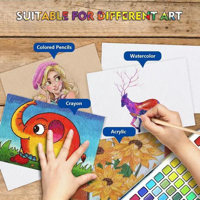 Alt view image 4 of 6 - 82 Sheets Watercolor Paper, 230 GSM Cotton Cold Press, 5x7 Inch Thick Off-White Acid-Free Artist Paper for Painting, Gouache, Acrylic, Sketching, Journals & Mixed Media