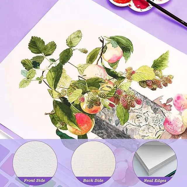 Alt view image 6 of 6 - 82 Sheets Watercolor Paper, 230 GSM Cotton Cold Press, 5x7 Inch Thick Off-White Acid-Free Artist Paper for Painting, Gouache, Acrylic, Sketching, Journals & Mixed Media