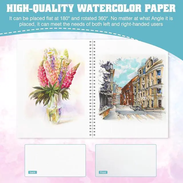 Alt view image 4 of 7 - Sadoup Spiral Bound Watercolor Pad 7x10, 140lb/300gsm Watercolor Paper | 24 Easy-Tear Sheets, Cold-Press Texture, Natural White, Acid-Free & pH Neutral, Made for Mixed Media, Classroom Use