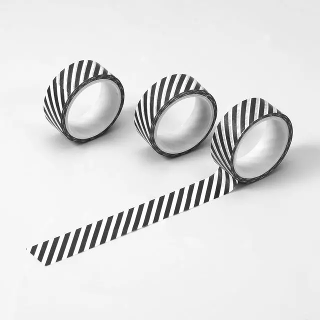 Alt view image 3 of 7 - 3 Rolls Black Stripe Washi Tape Set, 15 mm Wide Thin Washi Tape Masking Decorative Tapes for Journal,Scrapbook, Planners, Gift Box Wrapping, DIY Crafts (Black)