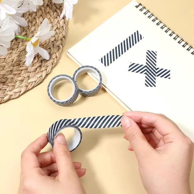 Alt view image 7 of 7 - 3 Rolls Black Stripe Washi Tape Set, 15 mm Wide Thin Washi Tape Masking Decorative Tapes for Journal,Scrapbook, Planners, Gift Box Wrapping, DIY Crafts (Black)