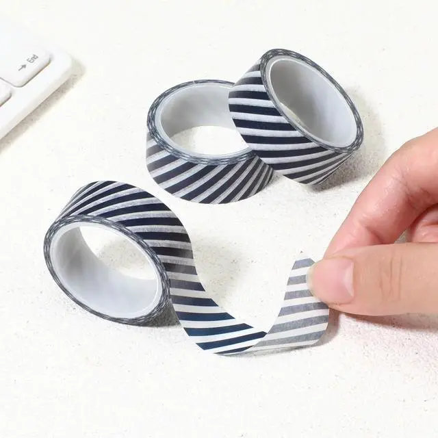 Alt view image 5 of 7 - 3 Rolls Black Stripe Washi Tape Set, 15 mm Wide Thin Washi Tape Masking Decorative Tapes for Journal,Scrapbook, Planners, Gift Box Wrapping, DIY Crafts (Black)