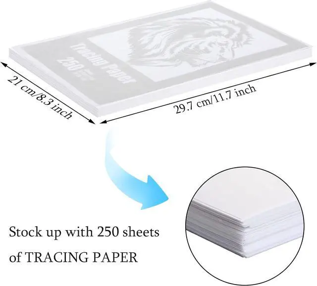Alt view image 2 of 7 - Tenare 250 Sheets Tracing Paper Translucent Drawing,White,8.3 x 11.7 Inch | See-through for Pattern Transfer, Light Box Use, Animation Layers, Ideal Artists, Students, DIY Crafts, Painting Projects
