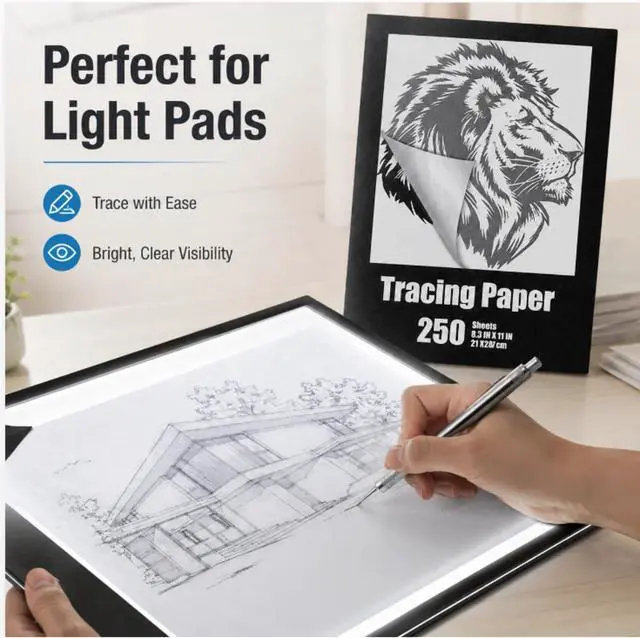 Alt view image 4 of 7 - Tenare 250 Sheets Tracing Paper Translucent Drawing,White,8.3 x 11.7 Inch | See-through for Pattern Transfer, Light Box Use, Animation Layers, Ideal Artists, Students, DIY Crafts, Painting Projects