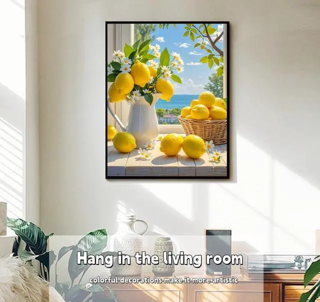 Alt view image 2 of 7 - ACANDYL DIY Paint by Numbers Kit for Adults Lemon Paint by Numbers Beginner Canvas Painting by Number DIY Acrylic Oil Painting on Canvas Arts Craft Decoration 16x20 Inch