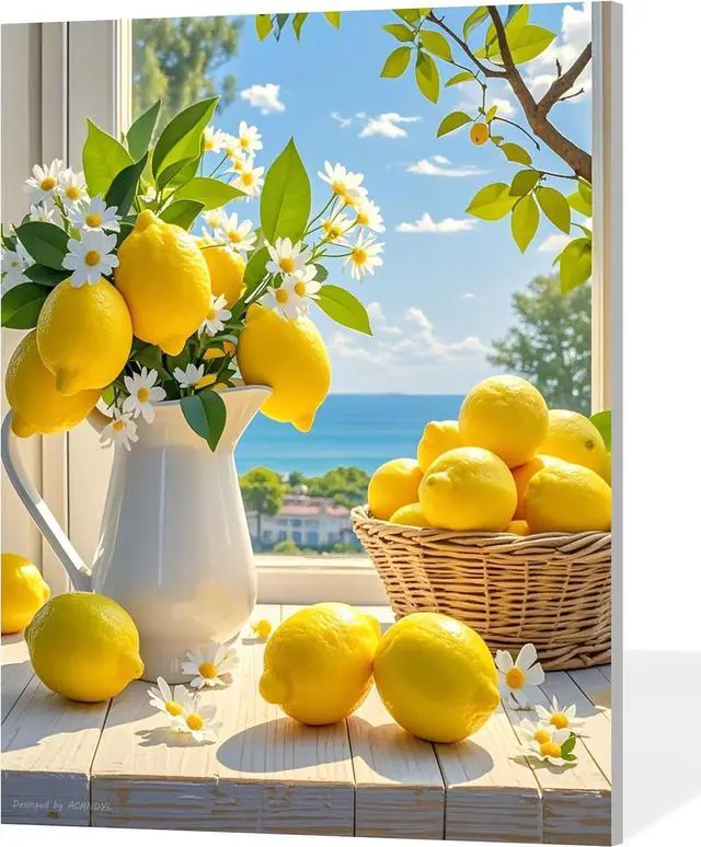 Main image of ACANDYL DIY Paint by Numbers Kit for Adults Lemon Paint by Numbers Beginner Canvas Painting by Number DIY Acrylic Oil Painting on Canvas Arts Craft Decoration 16x20 Inch