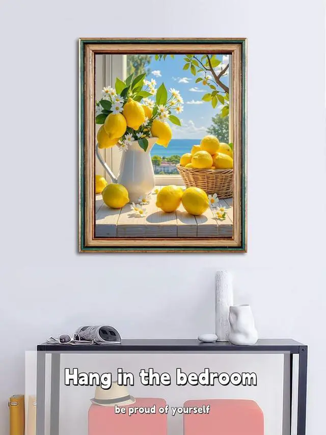 Alt view image 4 of 7 - ACANDYL DIY Paint by Numbers Kit for Adults Lemon Paint by Numbers Beginner Canvas Painting by Number DIY Acrylic Oil Painting on Canvas Arts Craft Decoration 16x20 Inch