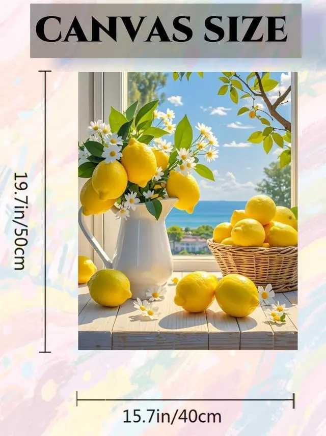 Alt view image 5 of 7 - ACANDYL DIY Paint by Numbers Kit for Adults Lemon Paint by Numbers Beginner Canvas Painting by Number DIY Acrylic Oil Painting on Canvas Arts Craft Decoration 16x20 Inch