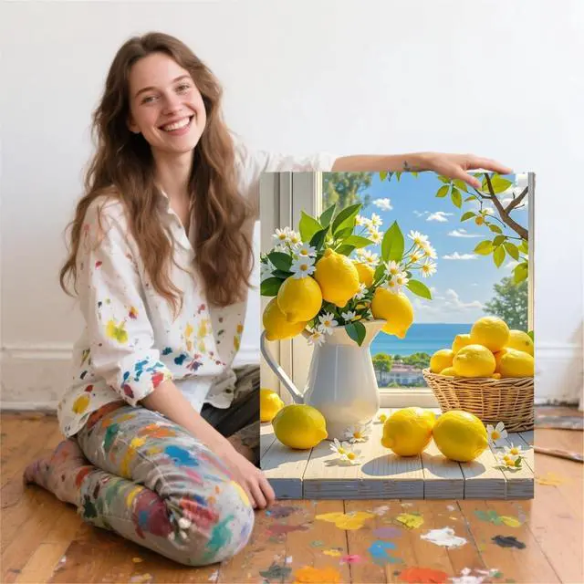 Alt view image 6 of 7 - ACANDYL DIY Paint by Numbers Kit for Adults Lemon Paint by Numbers Beginner Canvas Painting by Number DIY Acrylic Oil Painting on Canvas Arts Craft Decoration 16x20 Inch