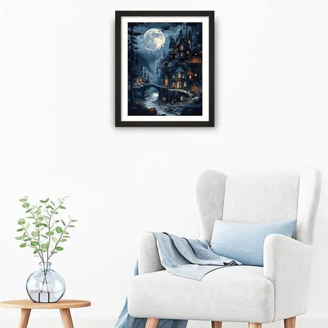 Alt view image 3 of 7 - Natuyalo Paint by Numbers Kit for Adults, Paint by Numbers for Beginner Moonlit Castle, Paint by Number for Adults, Night Scene DIY Paint by Number for Gift Home Wall Decor 16x20 Inch