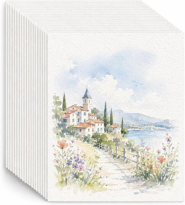 Main image of Fyess 120 Sheets Watercolor Paper Bulk, 5x7 Inch Cold Press Drawing Paper for Kids Adults Beginners, 160 GSM Thick Art Paper for Watercolor, Colored Pencils, Crayons, Sketching, DIY Cards & Classroom
