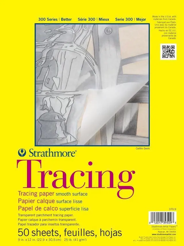 Main image of Strathmore 300 Series Tape Bound Tracing Pad, 9 X 12 inches, 25 lb., Transparent, 50 Sheets (370-9)