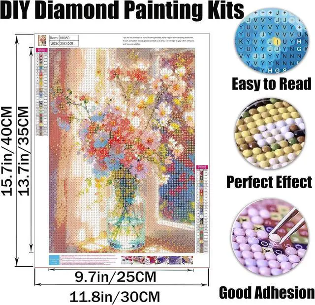 Alt view image 2 of 7 - GMETINC Diamond Painting Kits for Adults, Flower DIY 5D Diamond Art Kits Full Drill Diamond Dots Paintings with Diamonds Gem Art and Crafts Home Decor 12x16inch