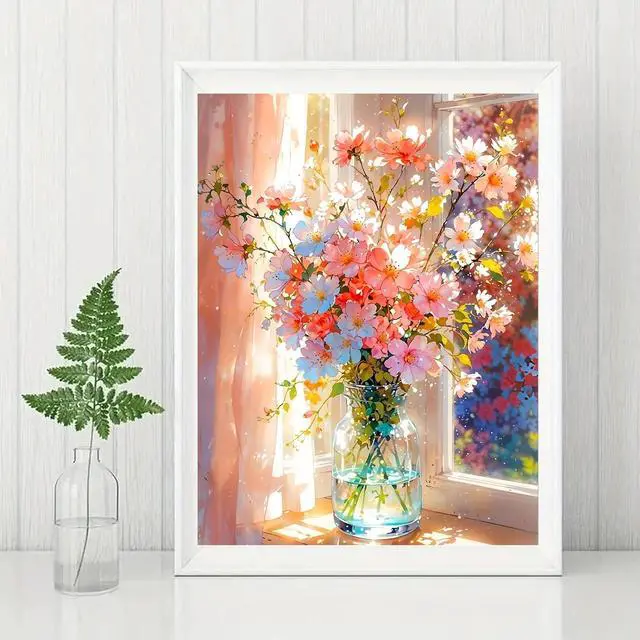 Alt view image 3 of 7 - GMETINC Diamond Painting Kits for Adults, Flower DIY 5D Diamond Art Kits Full Drill Diamond Dots Paintings with Diamonds Gem Art and Crafts Home Decor 12x16inch