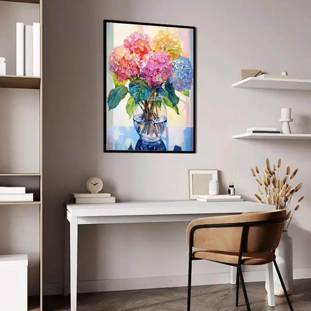 Alt view image 2 of 7 - Hydrangea Diamond Painting Kits for Adults,Flowers Diamond Art 12x16inch | Diamond Art Kits for Adults 5D Diamond Painting Flowers,DIY Full Drill Diamond Painting Flower Gem Art and Crafts